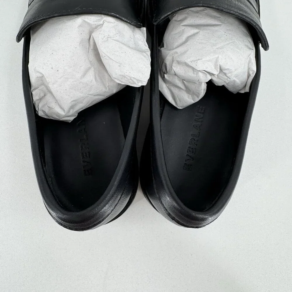Everlane The Lug Loafer in Black Leather size 6 Women's Chunky Heel